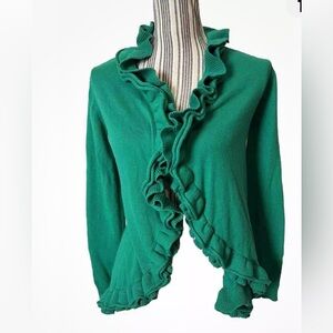 Matilda Jane Spring to Mind Sweater S Open Front Green Ruffles
